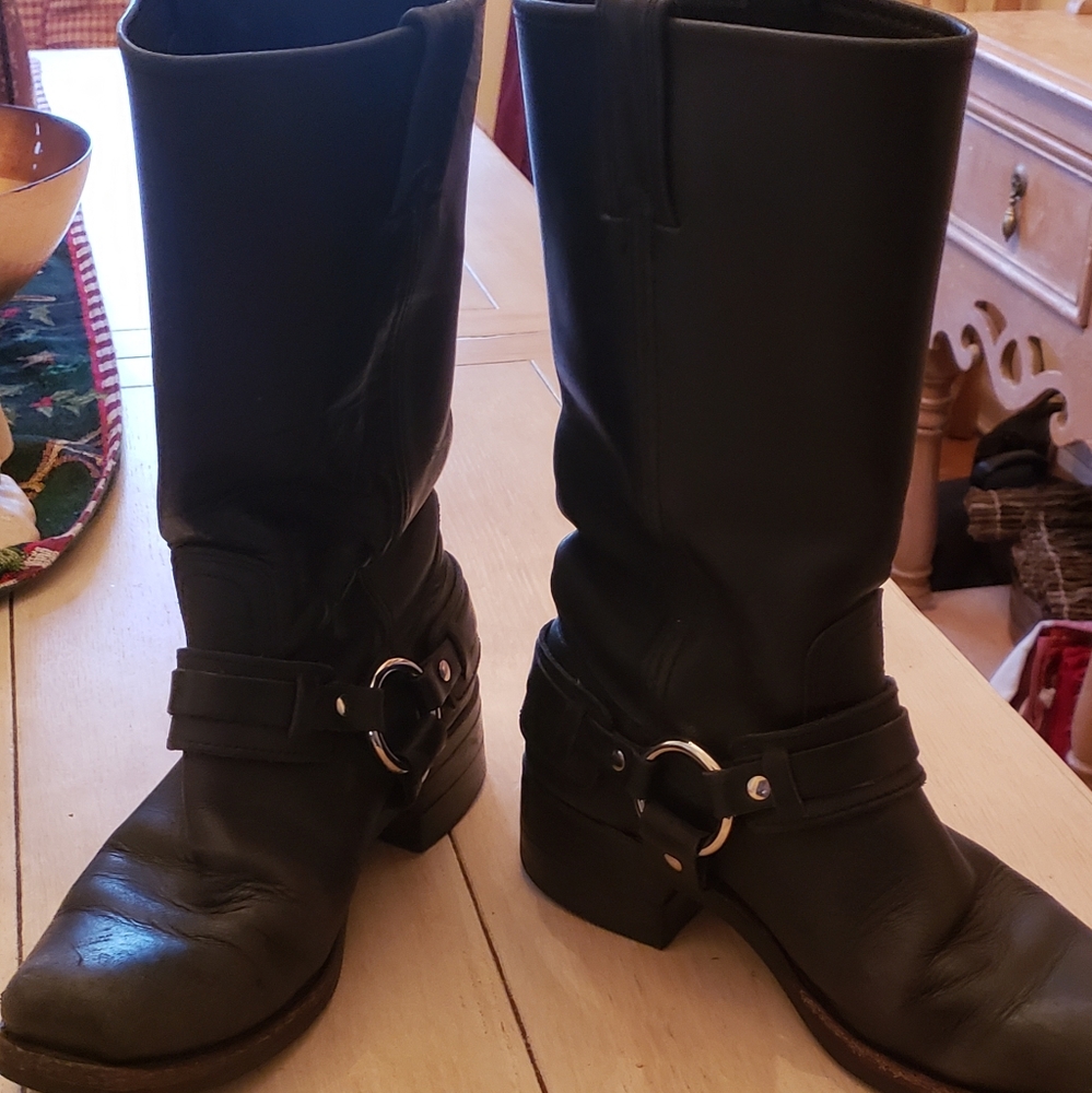 Frye Belted Harness Boots, Black